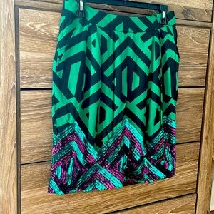 Sequin Detailed, Rich Green and Purple Mini Skirt